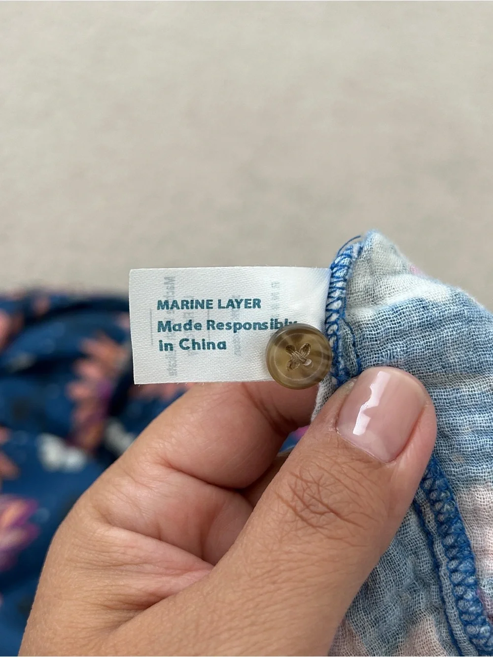Marine Layer Midi Dress XL Gauzy Pockets Long Sleeve Batik Floral Blue *READ* - Picture 8 of 15